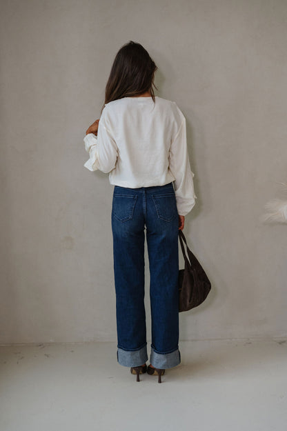 Collared Ruffle Front Tie Blouse-Oat Milk