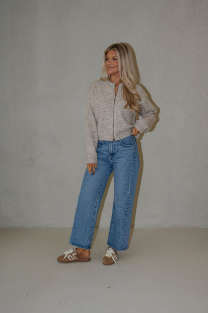 Parker Zip Cardigan-Taupe