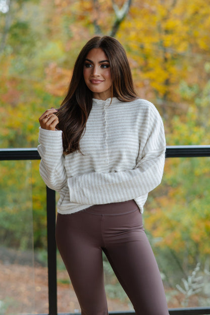 Mini Striped Cardigan- Cream