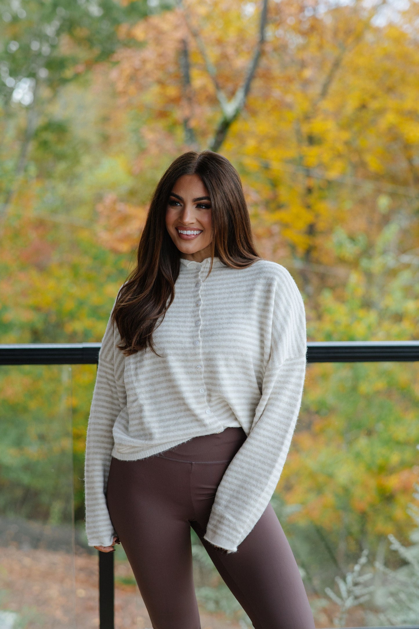 Mini Striped Cardigan- Cream