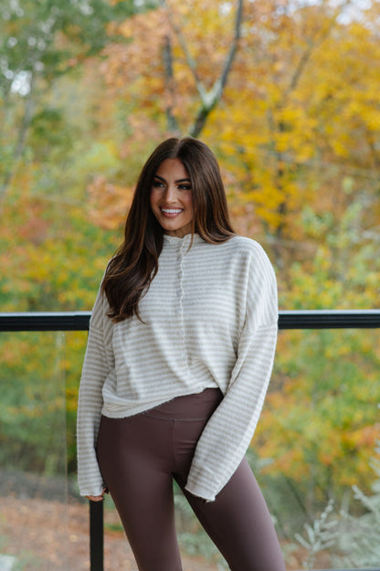 Mini Striped Cardigan- Cream