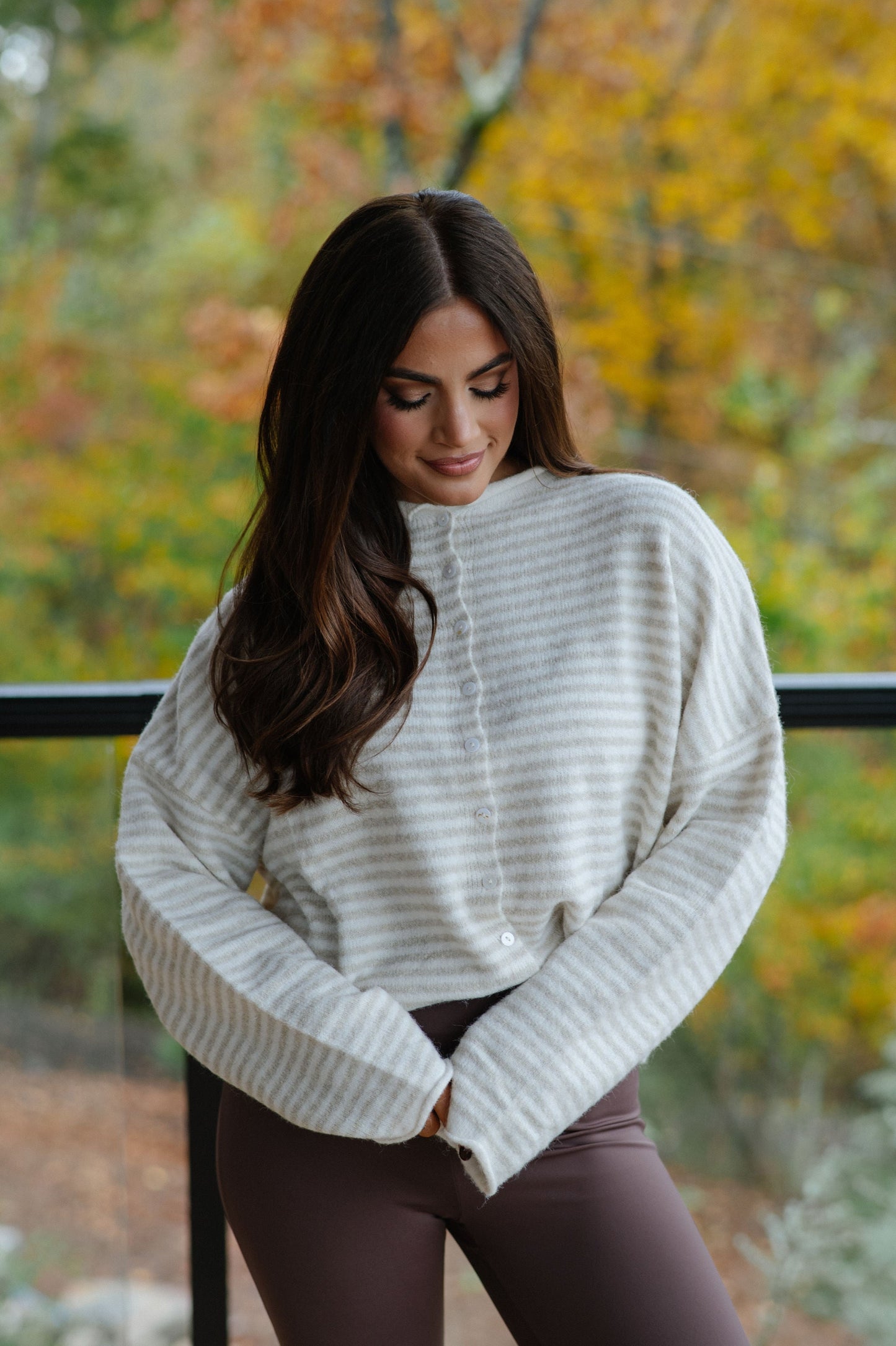 Mini Striped Cardigan- Cream