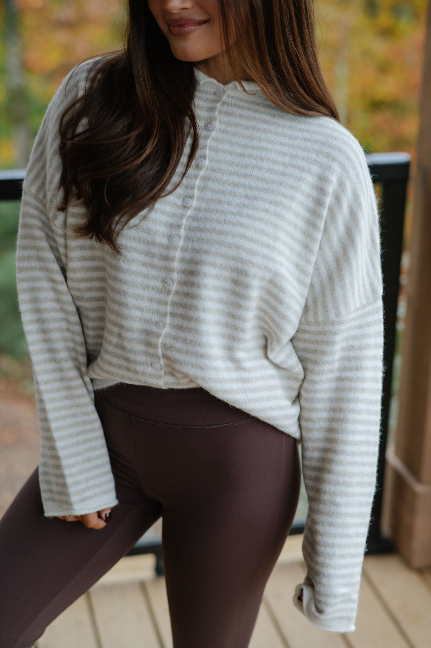 Mini Striped Cardigan- Cream