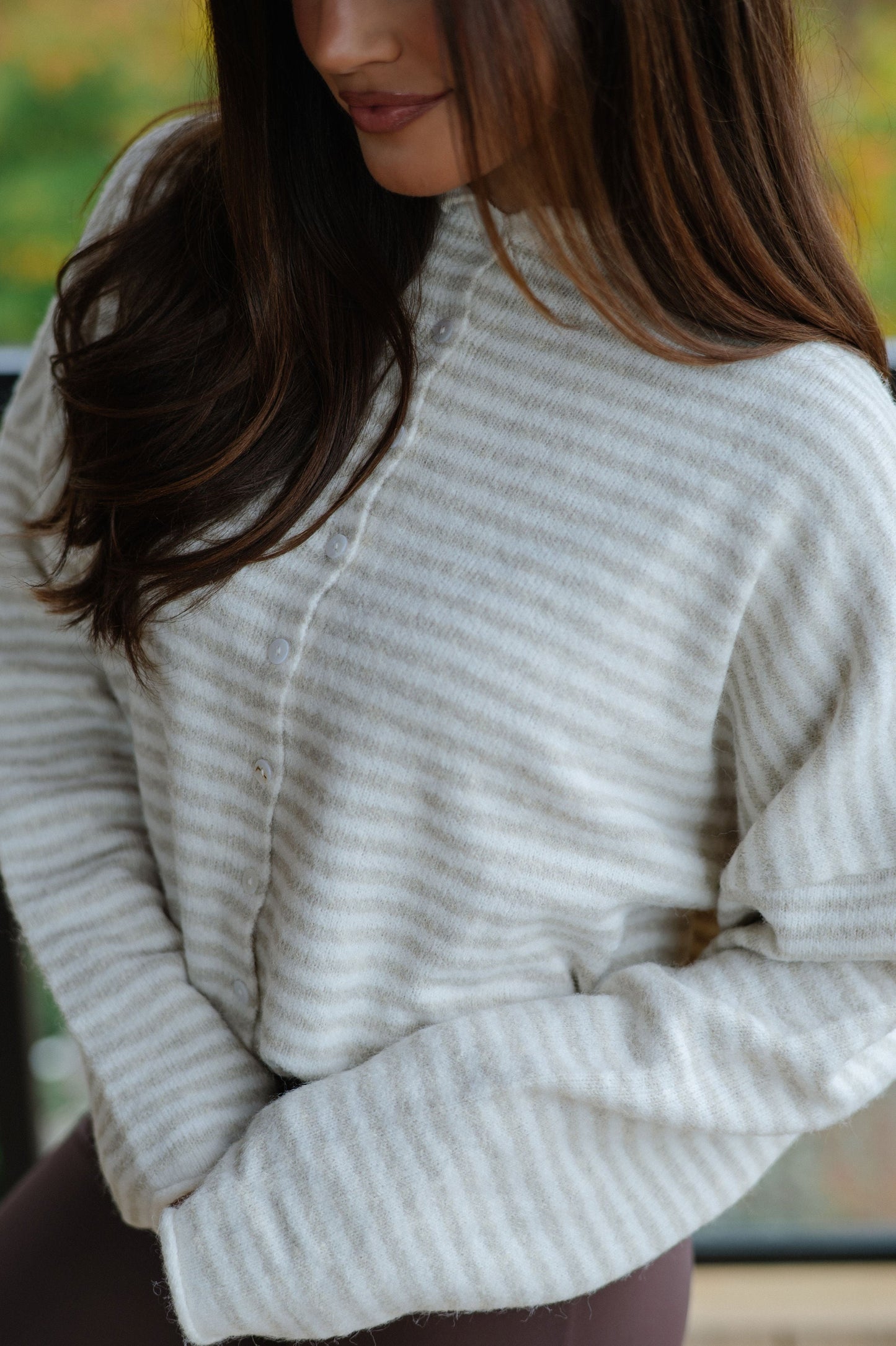 Mini Striped Cardigan- Cream